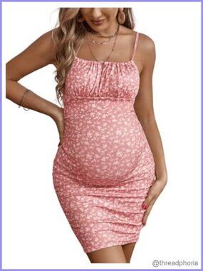 Maternity Floral Print Tie Shoulder Stretch Cami Slip Dress